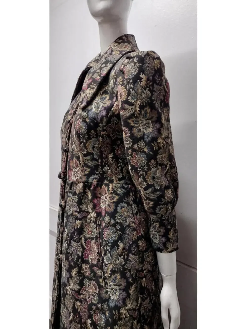 Vintage Tapestry Boho Coat Wide Collar Victorian Chic Lavender Burgundy S/ Med - Picture 7 of 16